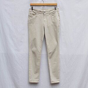 Eileen Fisher Skinny Chino Pants 10 Ecru Ivory Organic Cotton Twill Roll Ankle